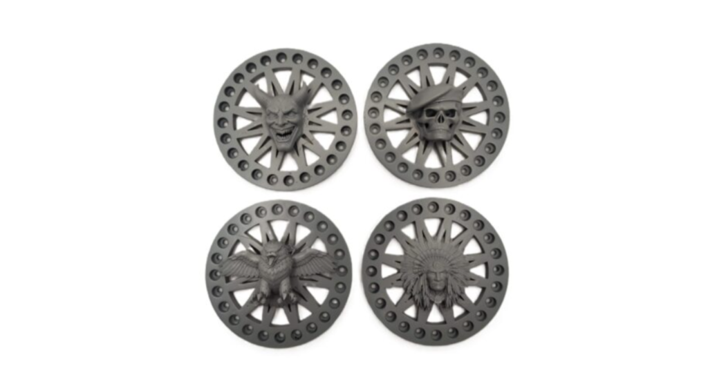 Cuatro ediciones de anillos decorativos beadlock 1.9 para crawler RC: Calavera Militar, Águilas, Apache y Demonio sin pintar